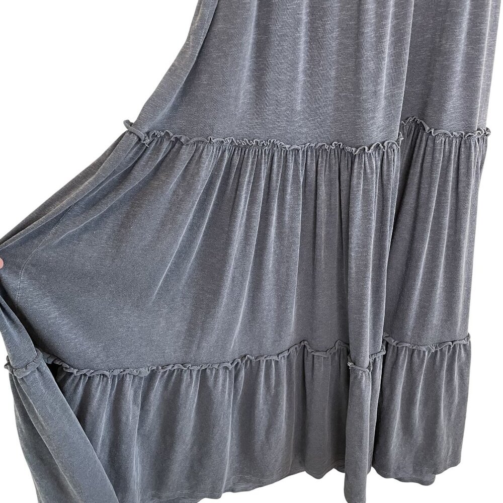 Sundry Flowy Tiered Maxi Dress With Spaghetti Straps In Heathered Blue, L - Picture 4 of 8